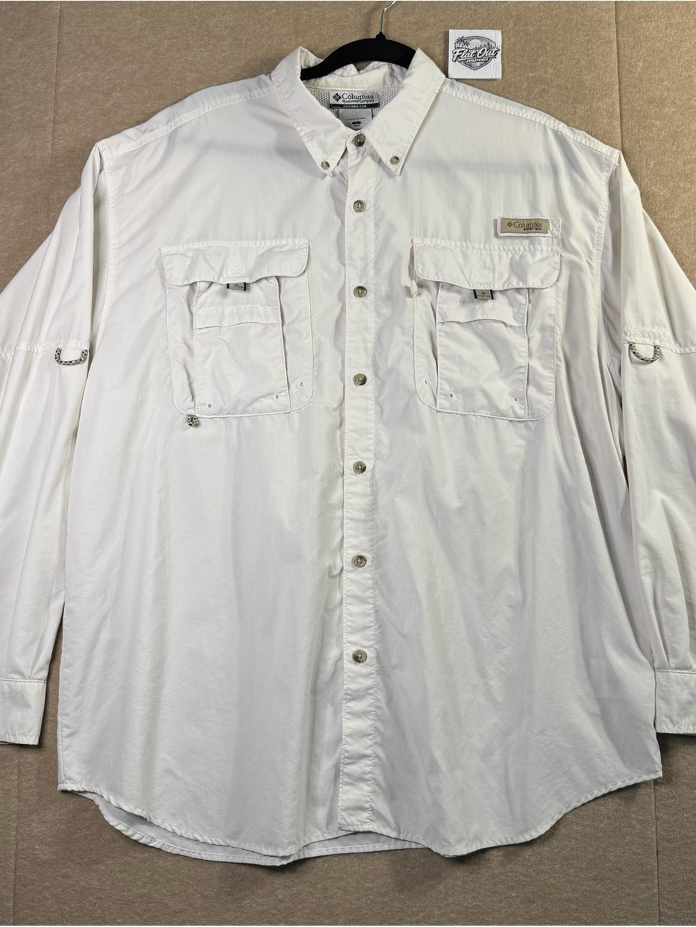 Columbia PFG Men’s L White Omni-Shade Vented Fishing Shirt Long Sleeve